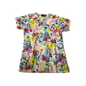 Bonita scrub top floral colorful sz XS nursing